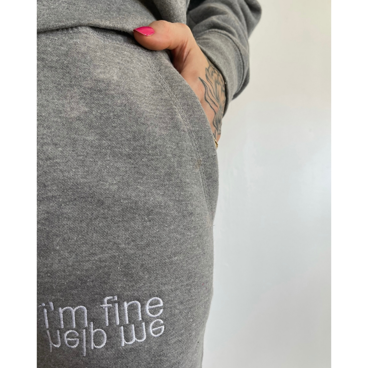 I'm Fine Help Me Grey Joggers